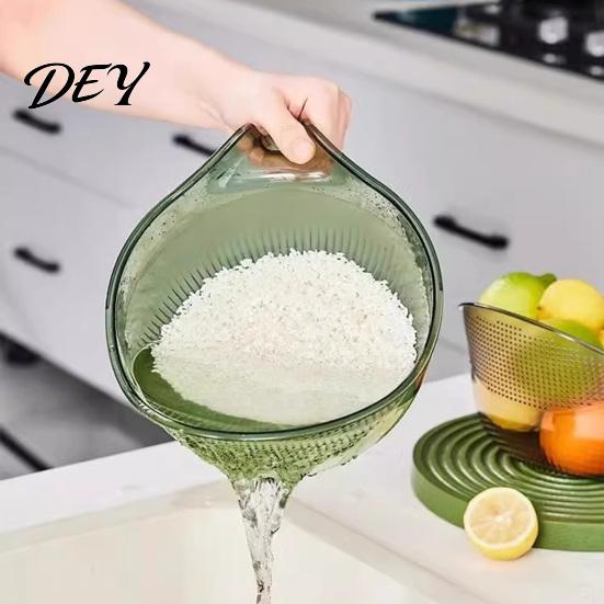 Kitchen Colander with Handle Multipurpose Rice Washing Bowl, Handle, Plastic Basin, Non Slip Fruit Washer for Quinoa Pasta Vegetables And Fruits