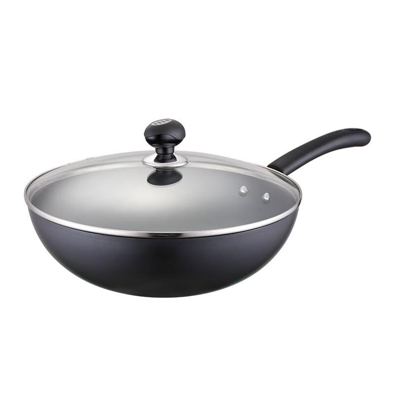 ASD Rust-Resistant Cast Iron Flat-Bottom Wok with Standing Lid