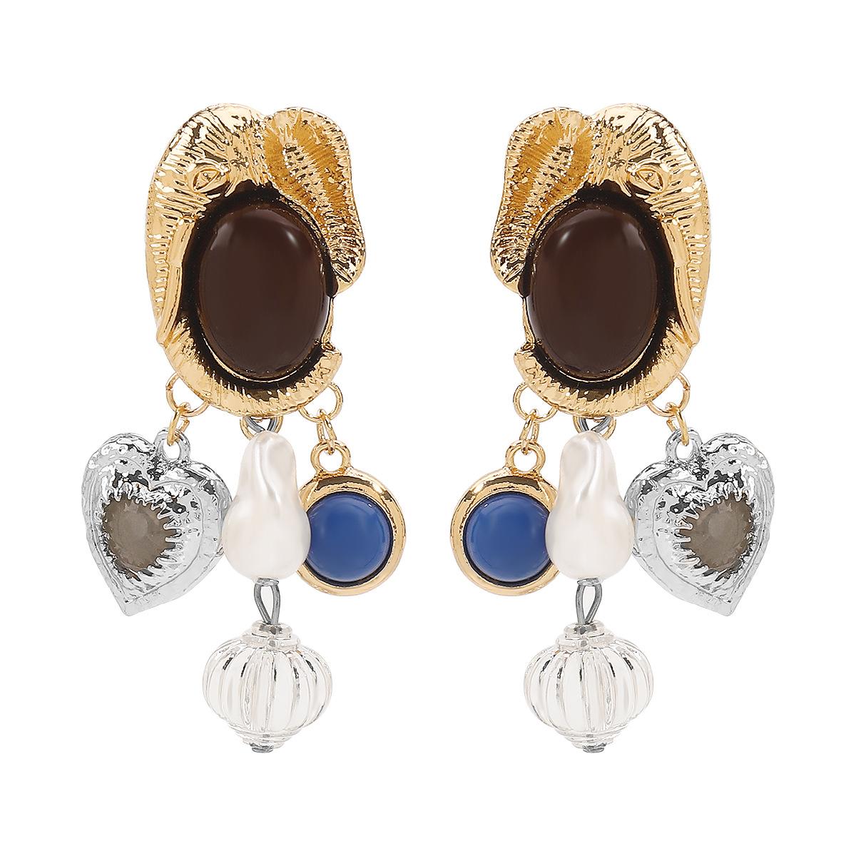 

Осенне-зимние ретро серьги-подвески с высококачественным искусственным жемчугом и драгоценными камнями, креативные универсальные серьги