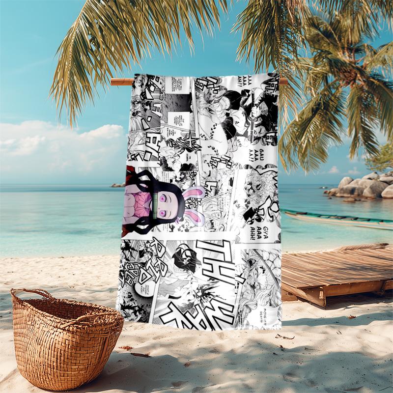 Japanese artist Koyoharu Gotouge's Demon Slayer beach towel, outdoor camping vacation swimming beach towel, outdoor absorbent bath towel blanket K17