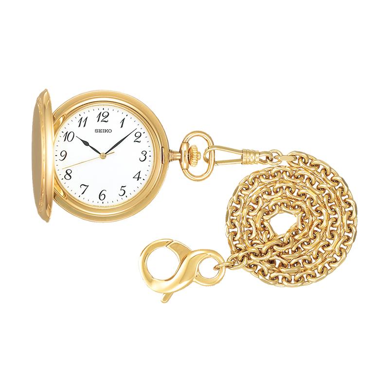 SEIKO Antimagnetic Quartz Steel Strap Pocket Watch 40mm Men s Watch Gold SAPM002