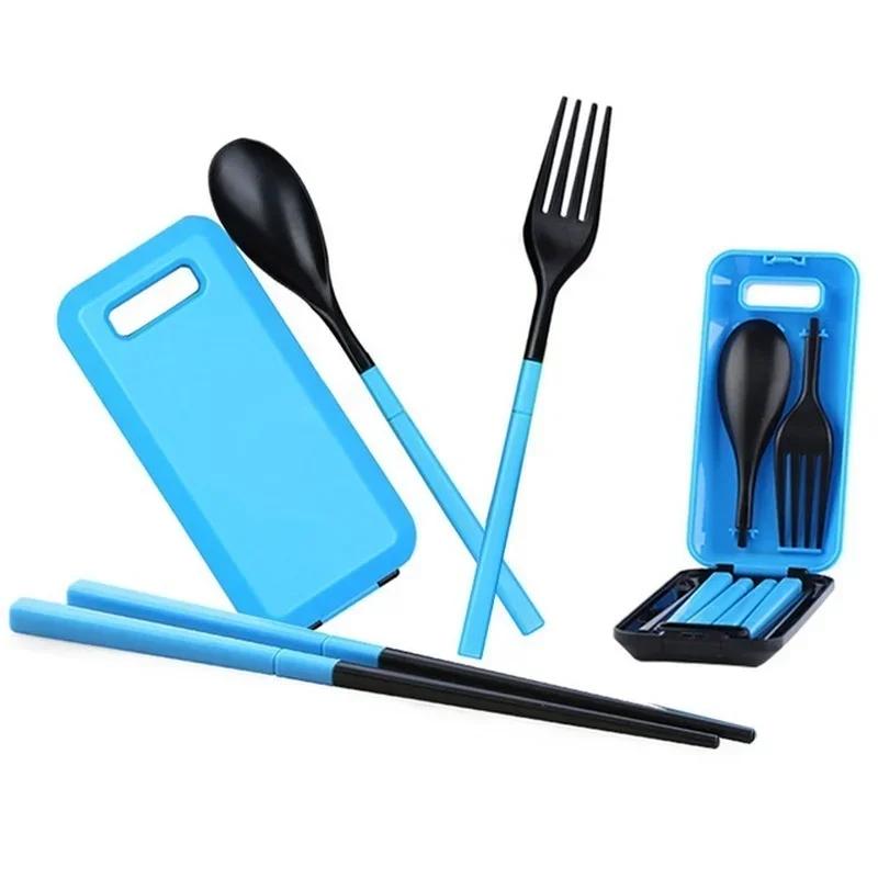 Folding Travel Dinnerware Set Tableware Cutlery Set for Kids Bento Lunch Tableware Chopsticks Outdoor Travel Tool