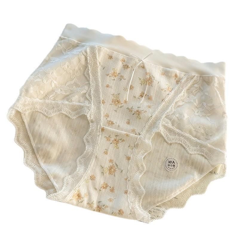 Plus Size Women's Sexy Lace Bow Wrap Hip Mid Waist Traceless Cotton Crotch Panties