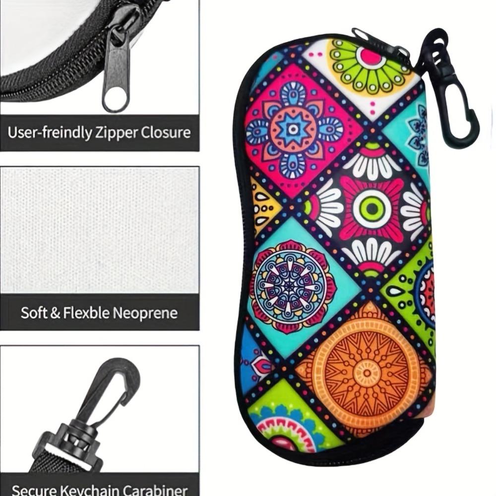 1PC Stylish Printed Zippered Sunglasses Case, Ultra-lightweight and Portable, Suitable for Both Men and Women,hold Glasses of All Sizes and Types.