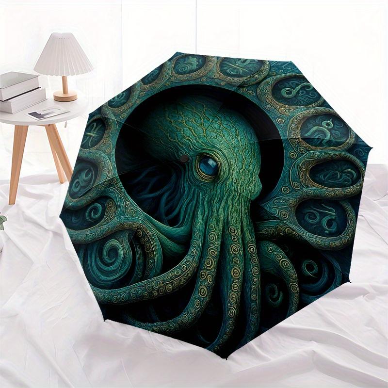 Oceanic Mystery: Octopus Art Print - Coastal Decor for Your SpaceUmbrella, Portable 3-Fold Umbrella for Men & Women,Christmas Gift ES319