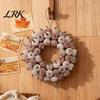 Artificial Pumpkin Vine Velvet Wreath Door Hanger, Fall Thanksgiving Garland, Rustic Fluffy Autumn Harvest Decor for Entryway Window, Farmhouse