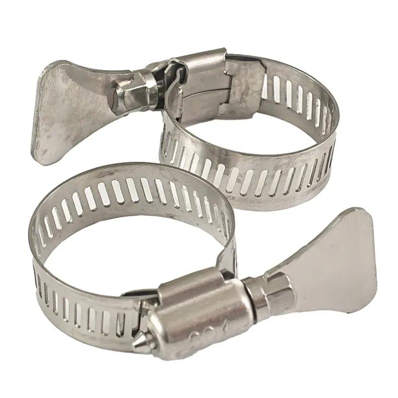 304 Stainless Steel Water Pipe Clamp Trachea Clamp Fixed Locking Clamp with Handle Throat Hoop Hand Twist Pipe Hoop Oil Pipe