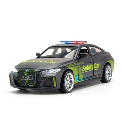 1/34 BMW I4 M50 Alloy New Energy Car Model Diecast Metal Police Vehicles Car Model Simulation Sound and Light Childrens Toy Gift