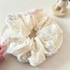 Hair Tie Embroidery Flower Pattern Mesh Yarn Large Hair Scrunchy Soft Elastic Ponytail Holder