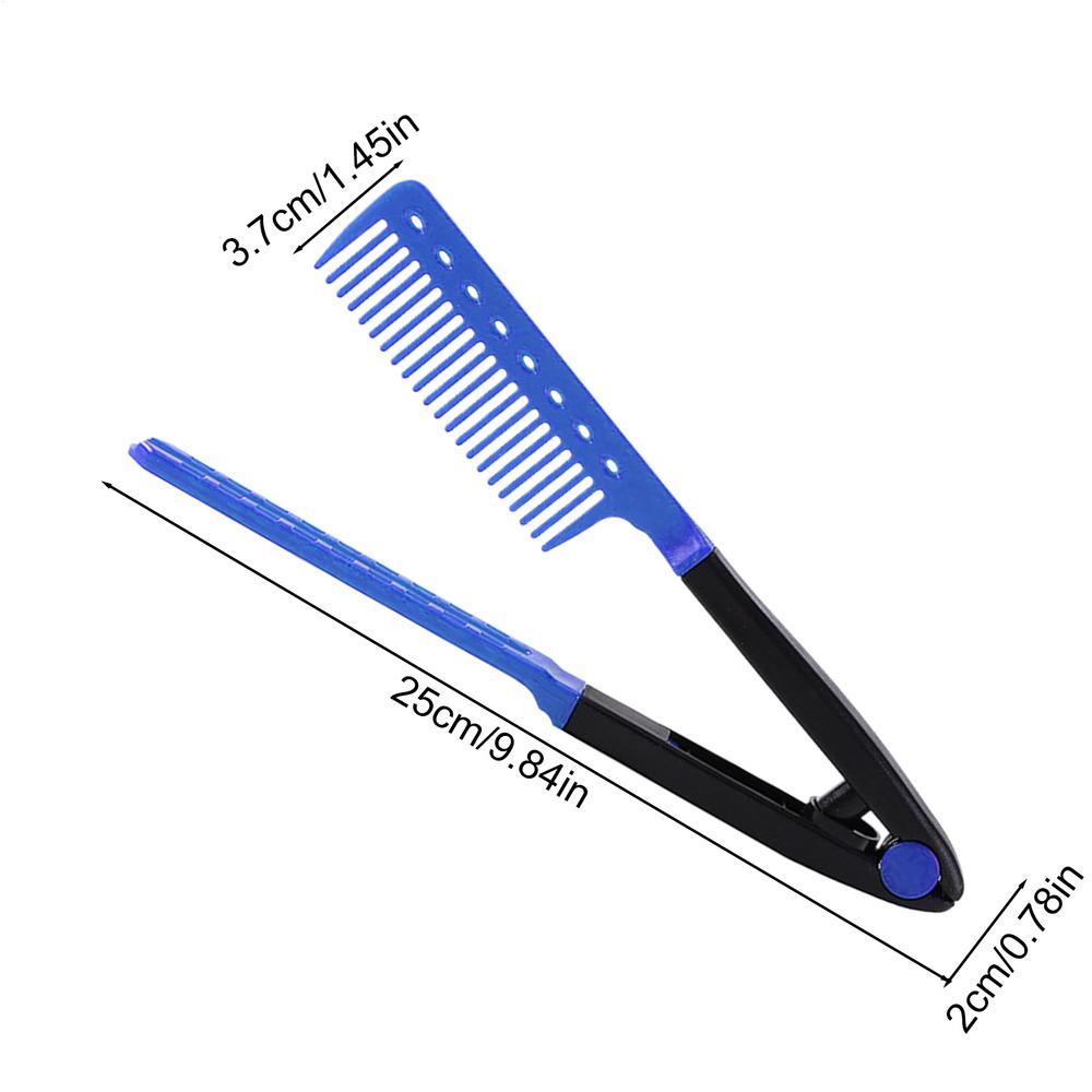 

Hair Splint Comb V Shaped Hair Straightener Brush V-Shaped Curved Design Hair Styling Comb for Hotel Dormitory Business Trip сапфіровий