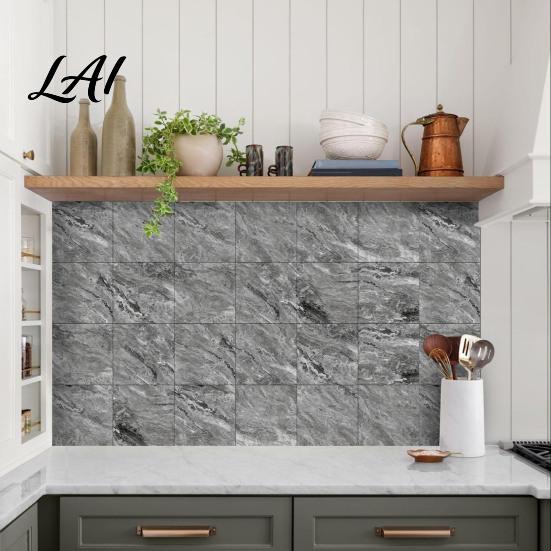 Heat Resistant Kitchen Backsplash Tiles 12PCS Imitation Marble Pattern Wall Stickers Self-Adhesive Waterproof EVA Scratch Decor for Home Tiles,