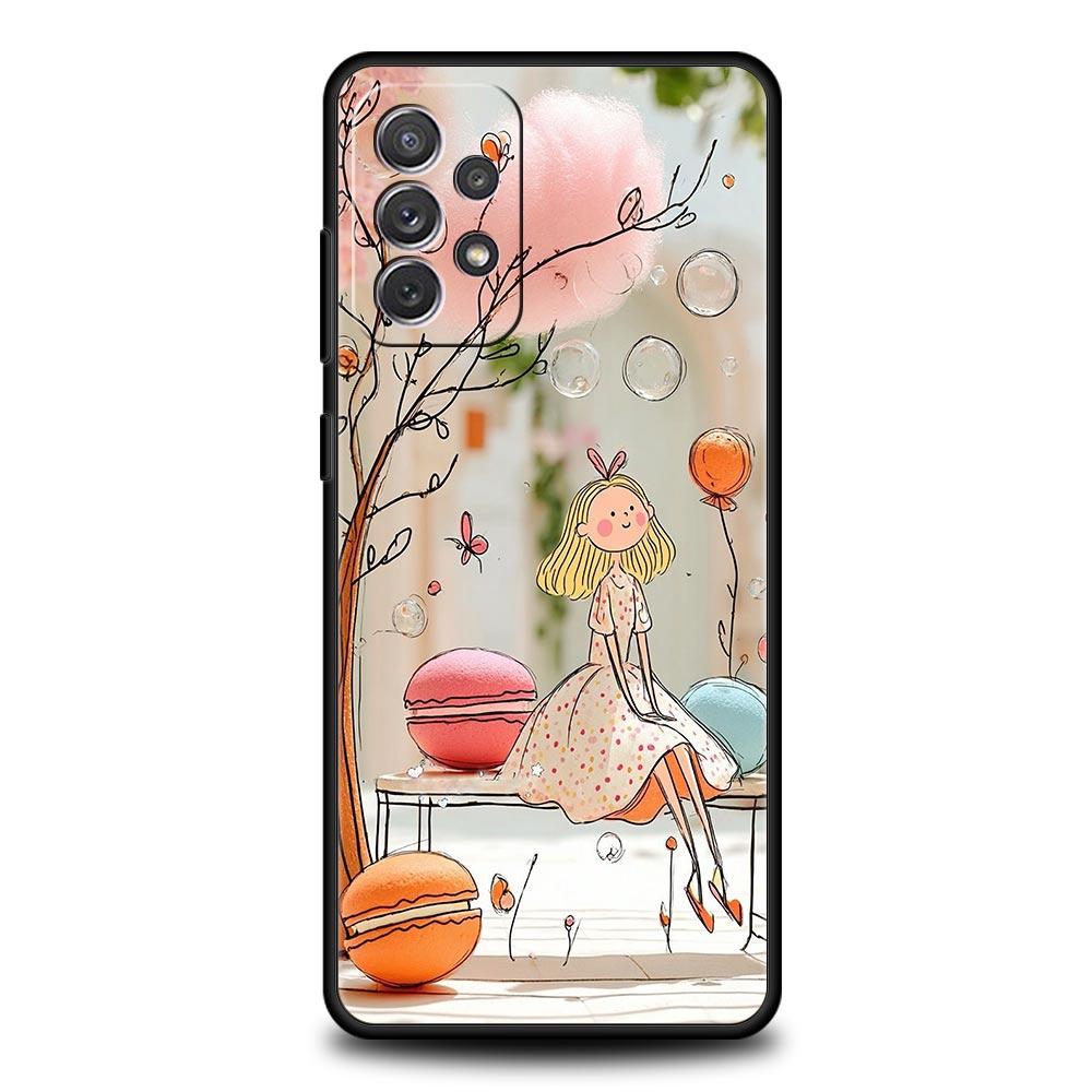 Cartoon-Mädchen-Handyhülle für Samsung Galaxy A55 A35 A15 A14 A13 A25 A54 A51 A71 A72 A73 A32 A52 A41 5G Weiche TPU-Schale Fundas Taschen