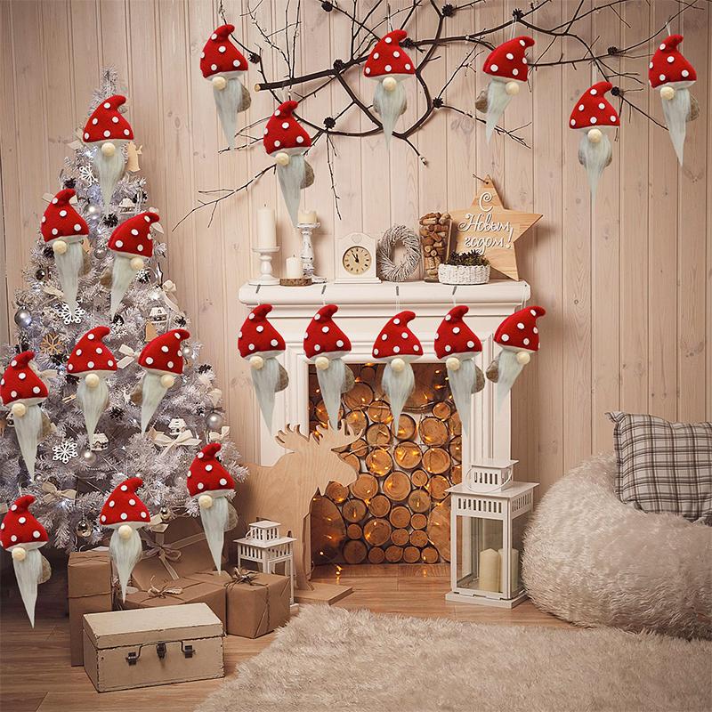 1/4/6PC Red Christmas Tree Tree Hanging Cute Hanging Pendants Party Long Beard Doll Pendants Christmas