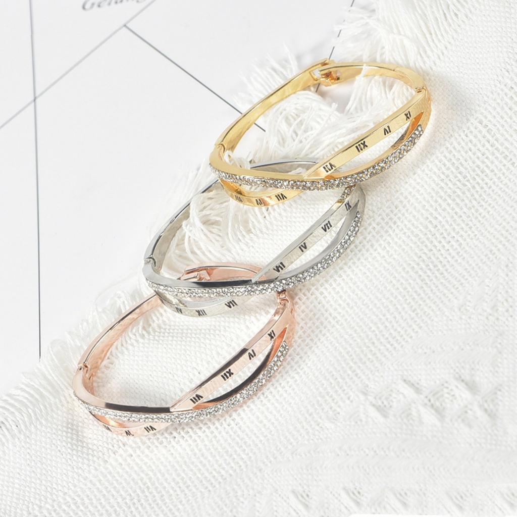 Römische Ziffern Kreuz-eingelegtes Zirkon Armband Damen Einfacher Koreanischer Schmuck