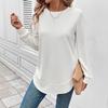 2025 Autumn/Winter Women's Loose Fit Solid Color Long Sleeve Round Neck Hoodie