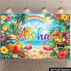 2D Summer Hawaii Aloha Tiki Mask & Flower Photo Booth Background