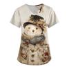 Women's Printing Uniform Work Uniform V-neck Pockets Basic Short Sleeve Pullover Top