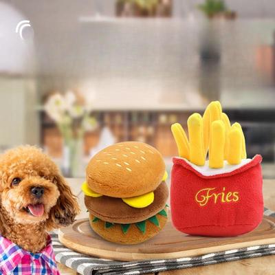 Brinquedos de Pelúcia para Cães com Som, Brinquedos Fofos, Batatas Fritas, Hambúrgueres, Suprimentos para Animais de Estimação, Brinquedos, Suprimentos para Animais de Estimação, Gatos Engraçados