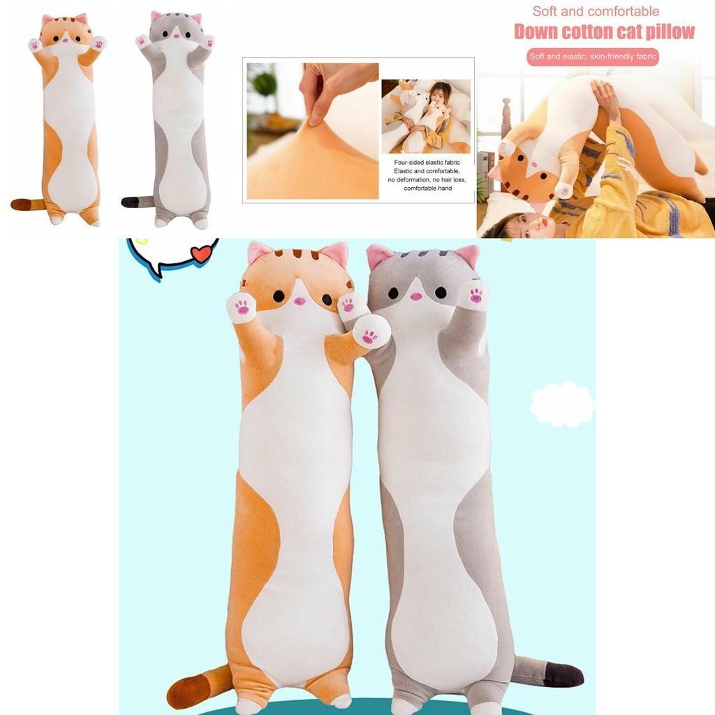 Adorable Long Cat Plush Toy Soft Stuffed Kitten Pillow Perfect For Kids Sleeping Comfort