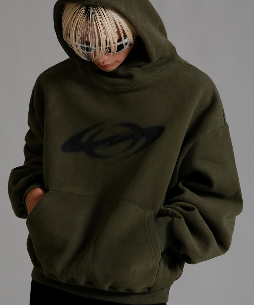 Effect Peach Skin Over Hoodie_Khaki Brown