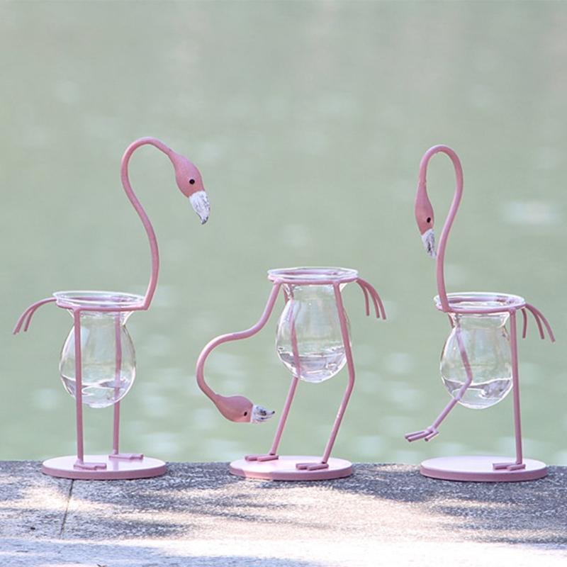 Forma Animale Flamingo Vaso da Fiori Caratteristico Carino Accessorio Decorazione Matrimonio Natale Pianta da Tavolo Bonsai Vaso