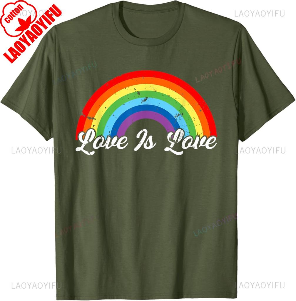 Gay Pride Vintage Rainbow Lgbt Love Is Love TShirt Unisex Unisex Summer Cotton Printed TShirt Casual Streetwear Clothes