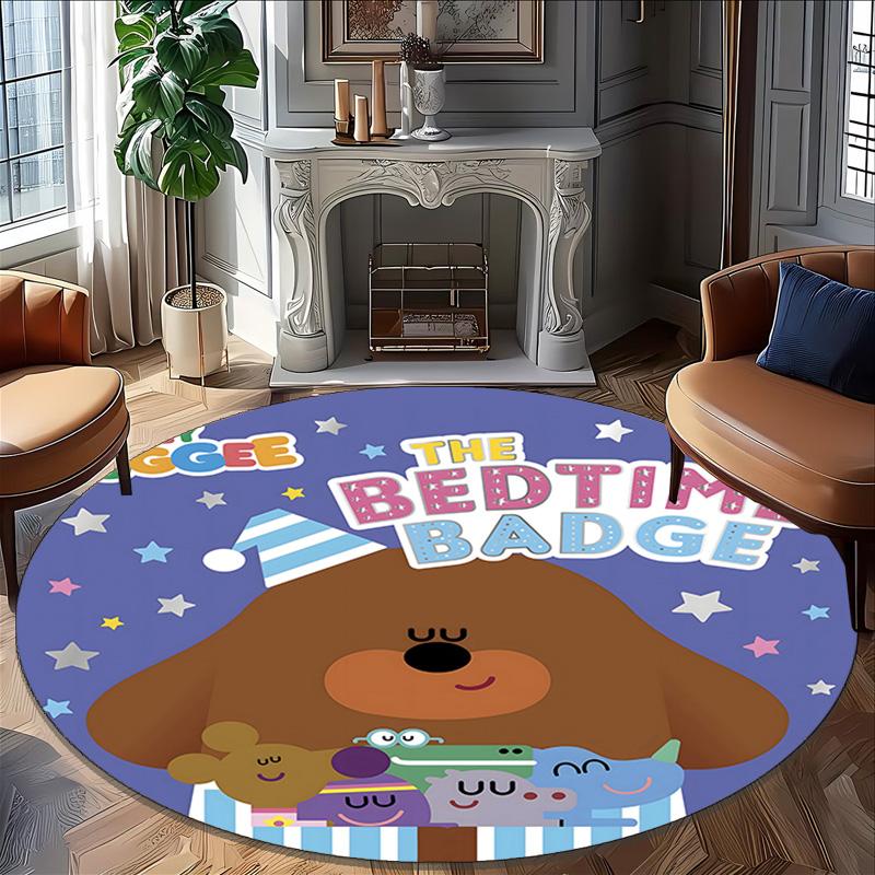 1pc Hey Duggee2 Design Printed Area Round Carpet for Bedroom Living Room Home Decor Rugs Mat Non Slip Mat Rug for Bedside