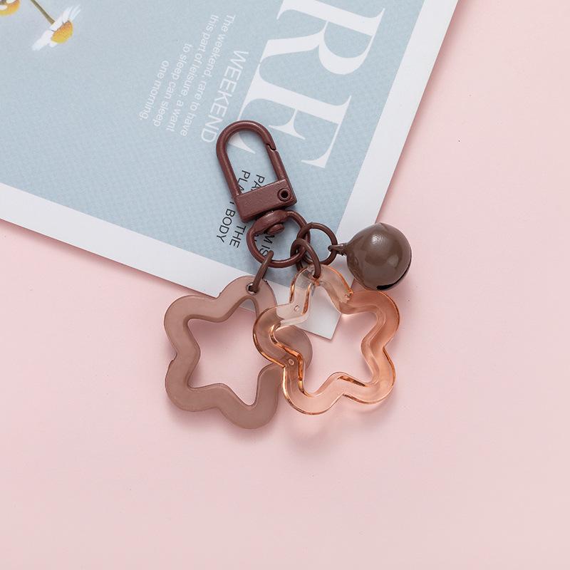 2pcs Korean Version of Ins Small Fresh Color Small Star Bell Keychain Candy Color Keyring Pendant Women Bag Keychain Accessories