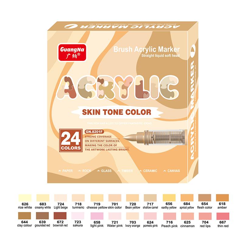 

24-color Acrylic Marker Pen Straight Liquid Pressure-free Soft-head Opaque Color Stackable Art Drawing Comics Coloring
