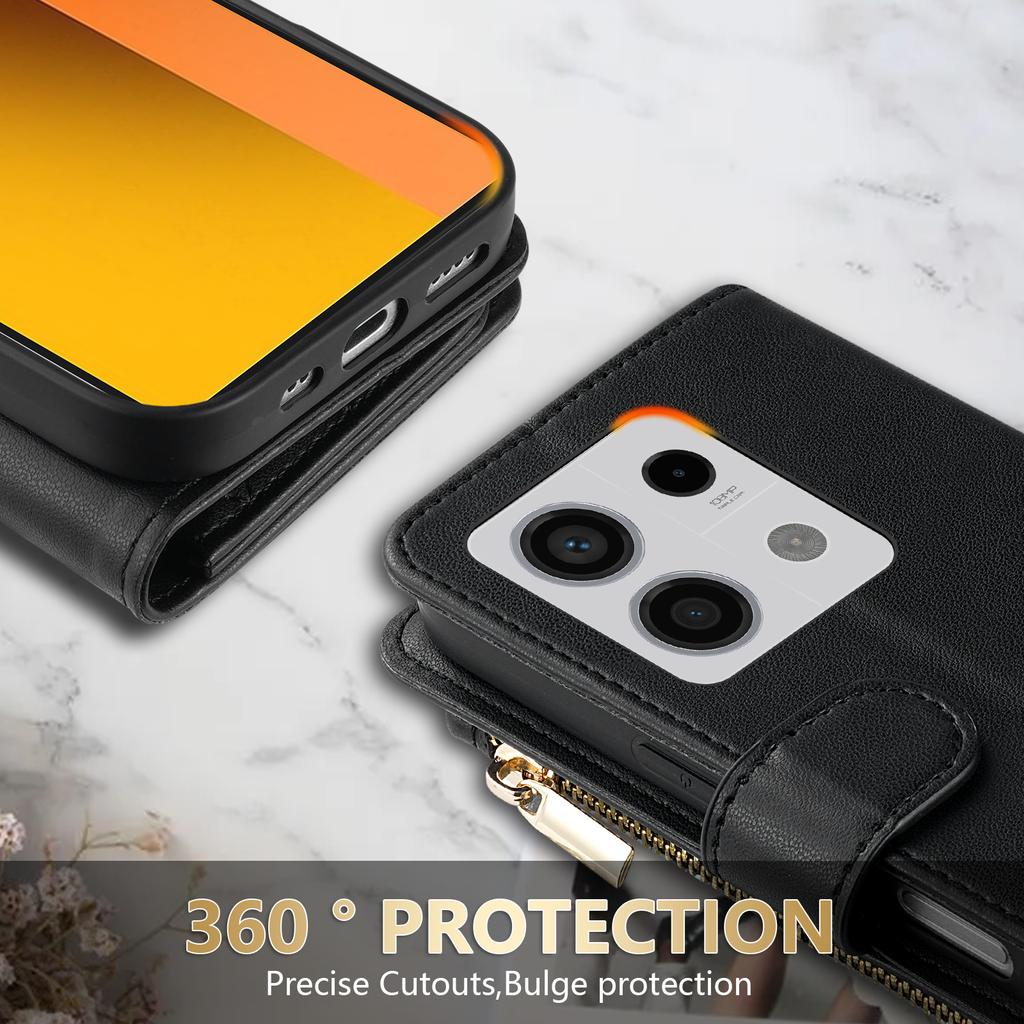Wallet Small Fragrance Zipper Card Slot Stand Magnetic Flip Leather Case For Xiaomi Redmi Note 13 Pro Plus 12S 12 11 11S Cover