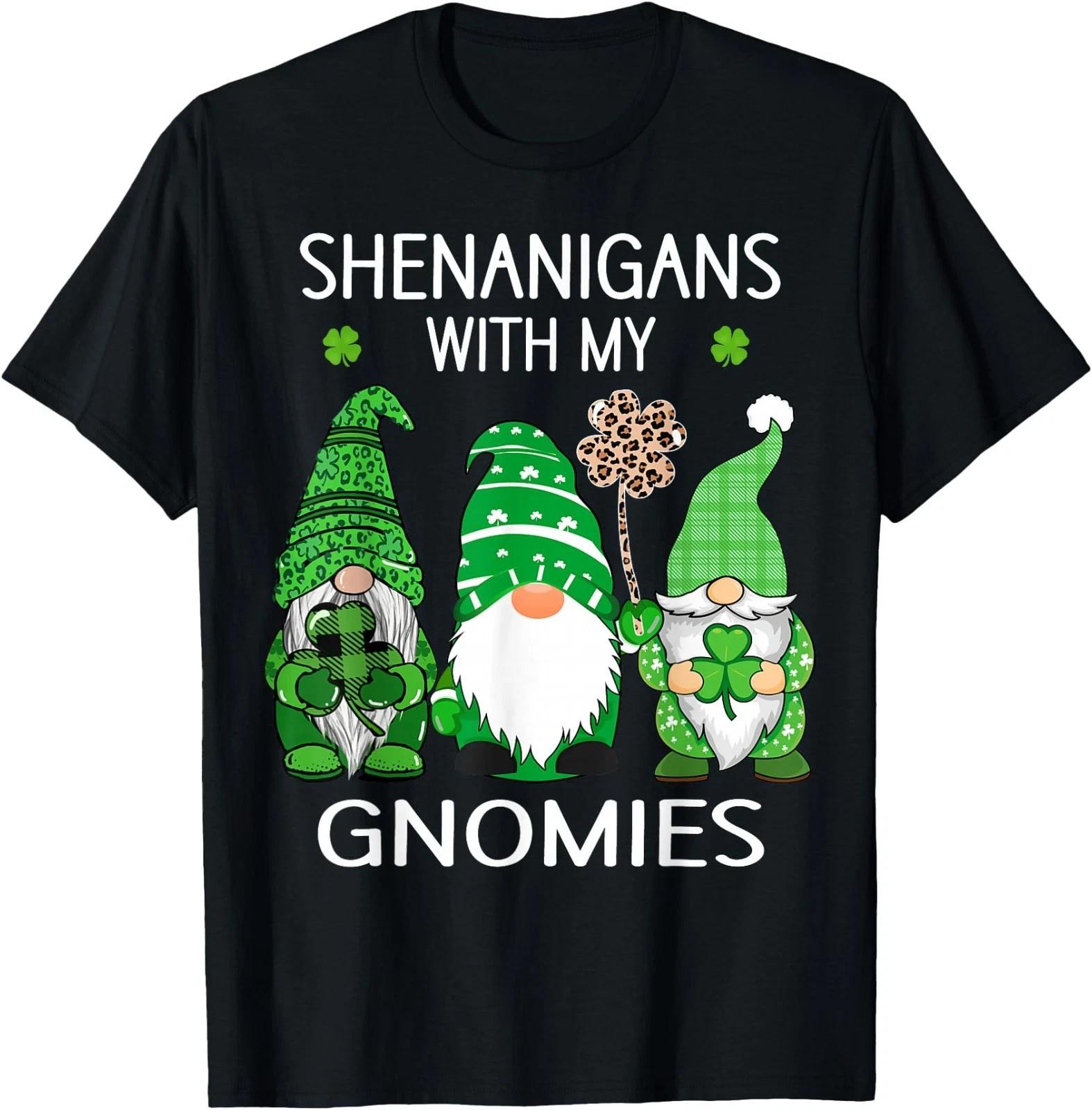 St Patricks Day Lucky Shamrock Leopard Gnomes Irish Women T-Shirt S