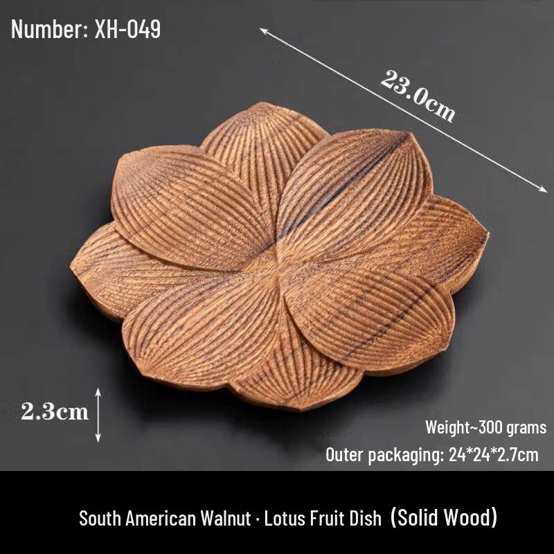 ZISIZ Walnut Lotus Wood Fruit & Snack Plate