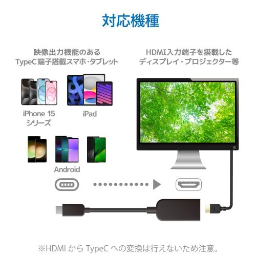 Elecom Video Conversion Adapter Conversion Cable [Type-C To HDMI 4K2K Compatible] Black [Verified Compatibility with iPhone 16 Series] MPA-CHDMIABK