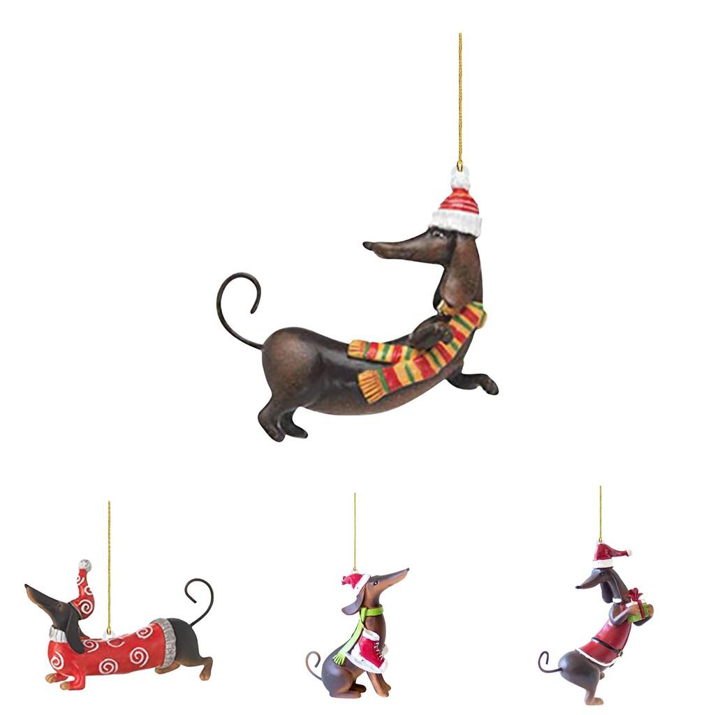 Acrylic Adorable Dachshund Car Hanging Ornament For Christmas Tree Home Decoration