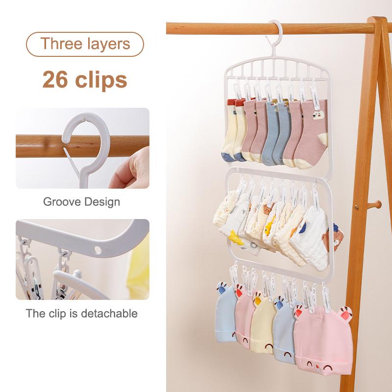 Clothes Hanger Socks Drying Rack With 18/26 Clip Underwear Baby Saliva Towel Multifunctional Household Dormitory Student Laundry