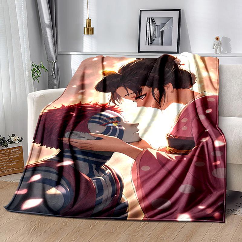 Demon Slayer Akaza printed throw blanket—lightweight,soft,warm;versatile blanket for all seasons—perfect as &air-conditioning throw,nap blanket