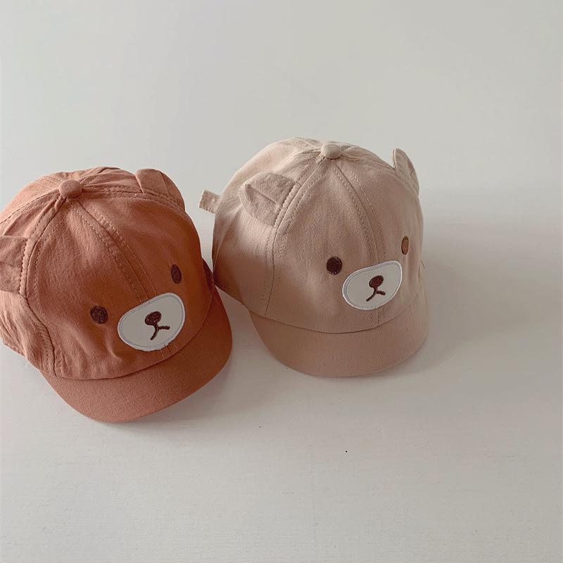 Cute Short Brim Baby Baseball Cap Cartoon Bear Ears Infant Toddler Sun Hat Outdoor Sunshade Baby Boy Girl Duck Tongue Caps