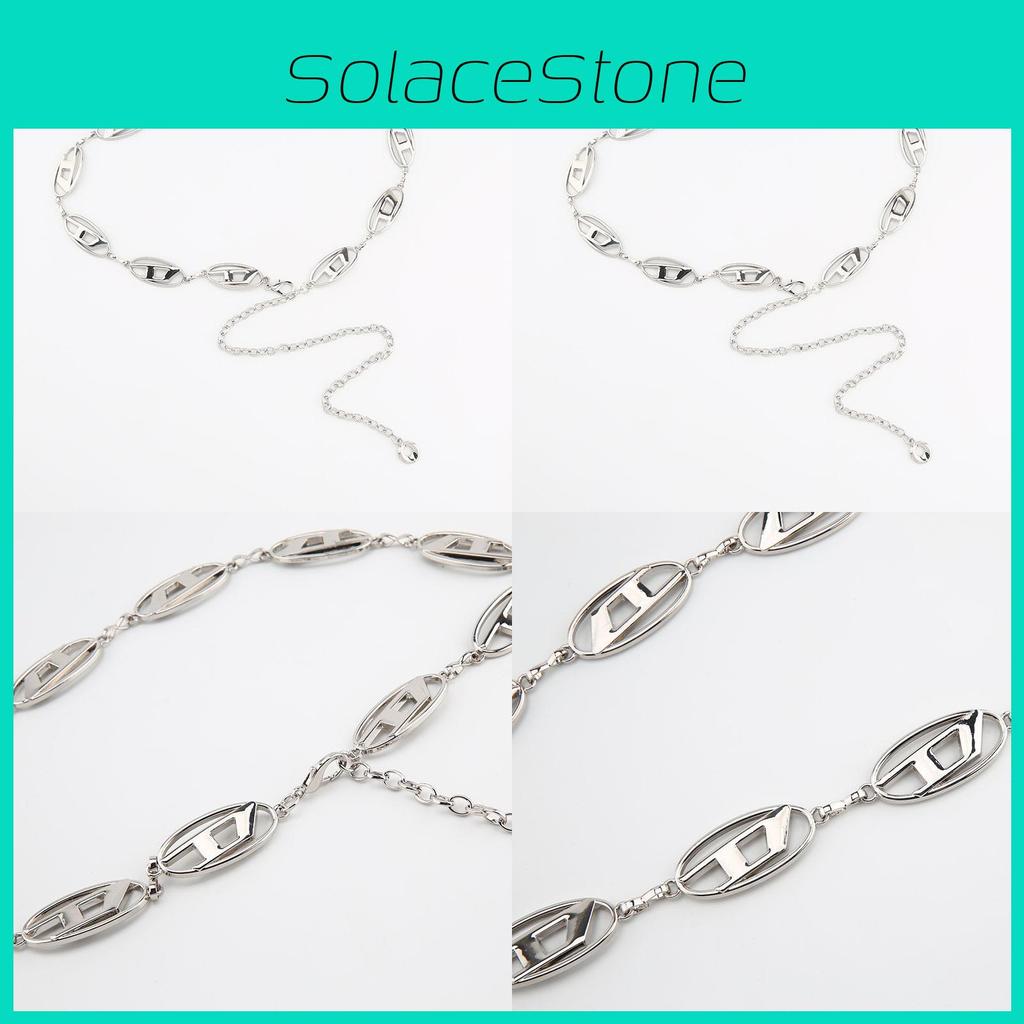 Dletter Metal Silver Chain Waist Chain Adjustable Skirt Versatile Jeans