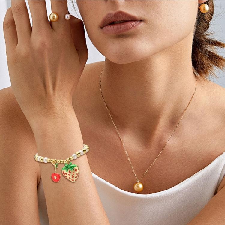Handmade Fruit Beads Bracelet Fashion Wrist Jewelry Chain Wristband Copper Texture Suitable for Parties and Celebration