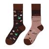Unisex A/B Style Asymmetrical Cartoon Mid-Calf Cotton Socks
