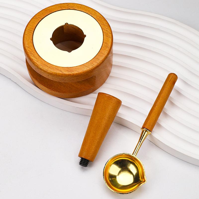 3PCS/Pack Wax Sealing Kit Melting Furnace Tool Wax Seal Warmer, Wax Seal Stamp Set with Wax Melting Spoon for Melting Wax Seal