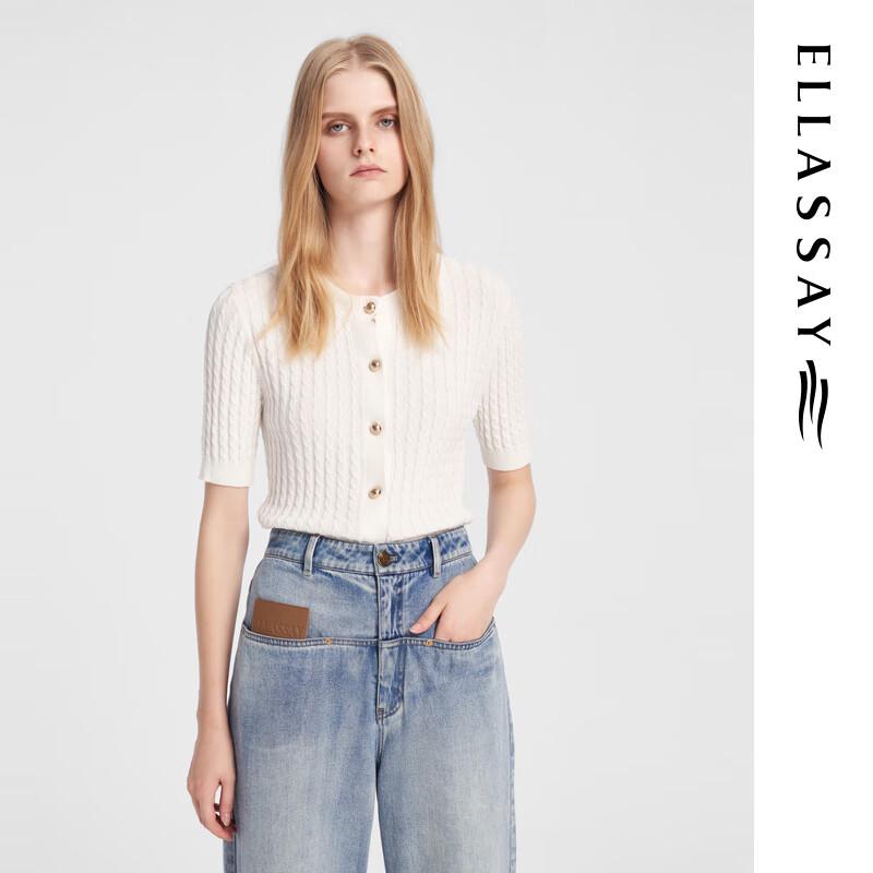 ELLASSAY Women's Soft Modal Jacquard Knit Sweater