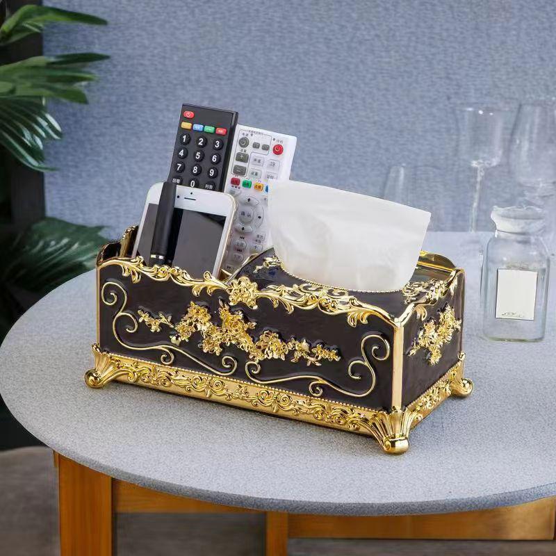 1PC Multifunctional European Style Tissue Box Restaurant Napkin Paper Box Living Room Desktop Remote Control Storage Box