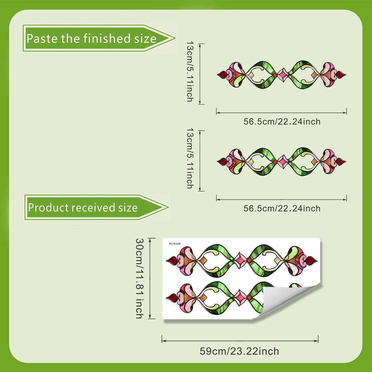 

Colored Art Glass Style Window Stickers, Retro Patterned Self-adhesive Glass Stickers for Home Decoration 30*60cm