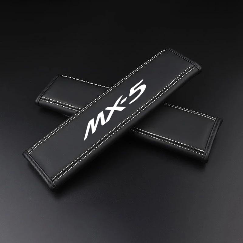 2Pcs For Mazda SKYACTIV CX3 CX-5 CX5 CX 5 CX7 CX9 3 6 Demio MX5 Axela Car Nappa Leather Seat Belt Shoulder Cover Pads Interior