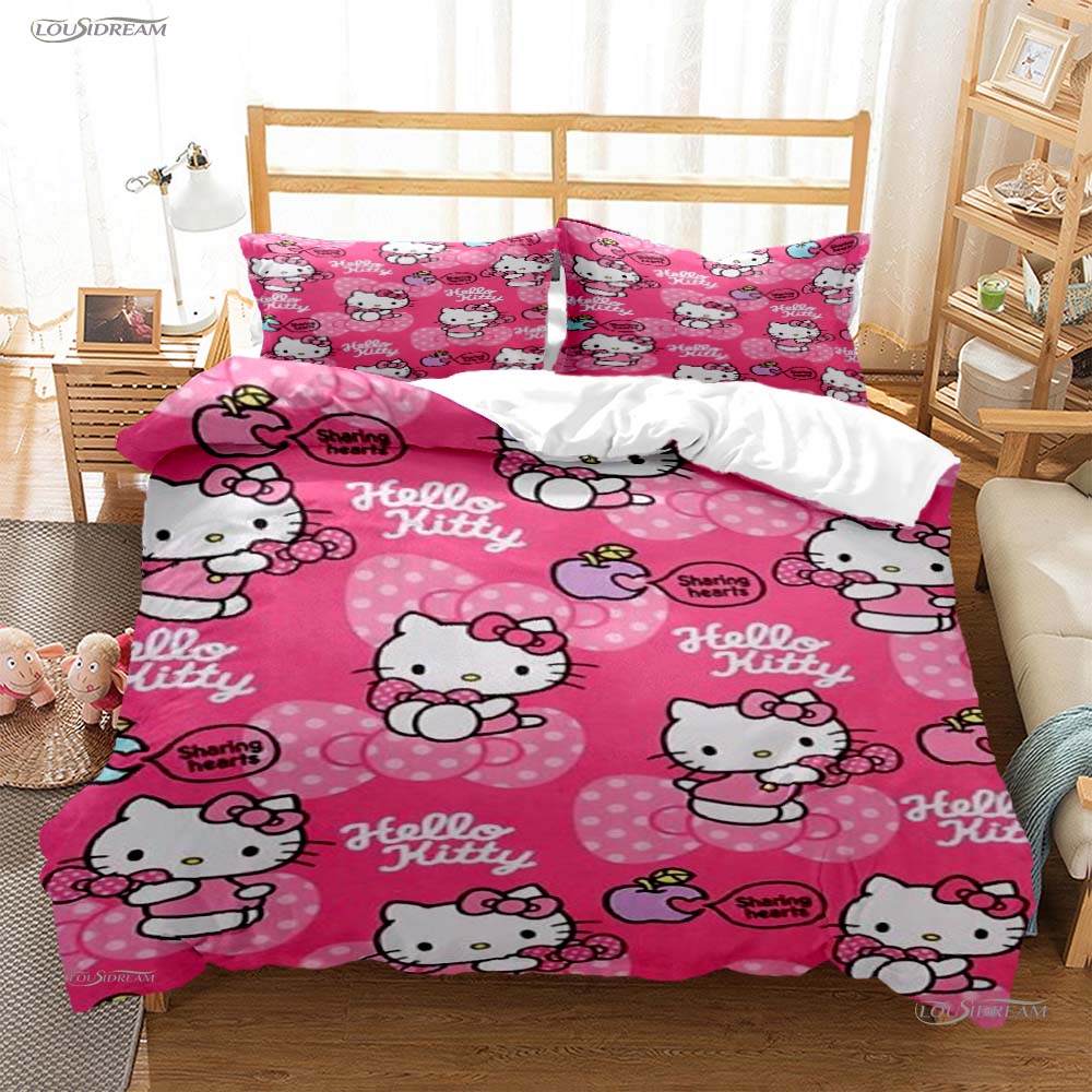 Hellokitty Cartoon Anime All Season Duvet Cover Comforter Bedding Sets Soft Quilt Cover And Pillowcases Single/Double/Queen/King