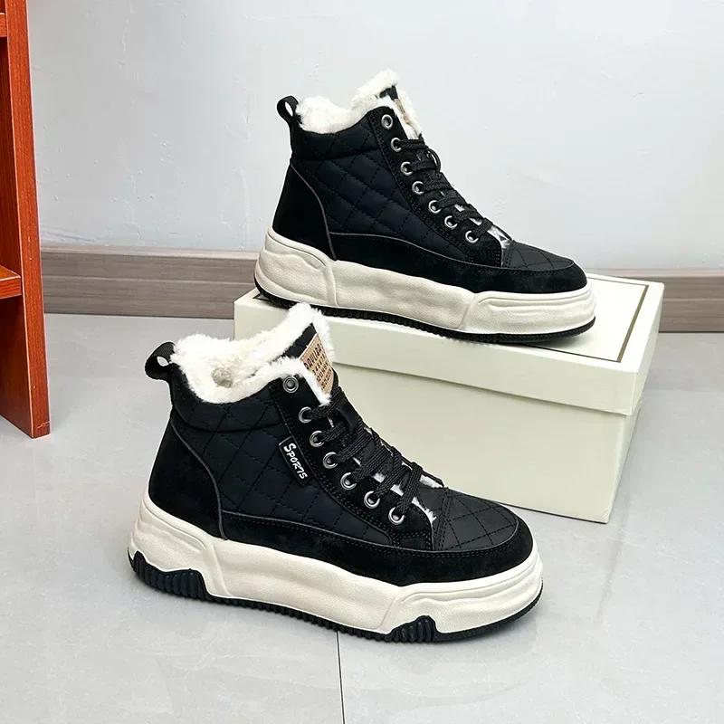 

Fashion Elegant With Medium Heels Female Ankle Shoes Large Size Warm Demi-season Winter Waterproof Non Slip Pu Ladies Booties Snow Boots 40