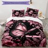 3PC Custom Name Pink Butterfly Garden Bedding Set Duvet Cover Closure Includes 1 Duvet Cover & 2 Pillowcases for Bedroom