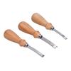 3pcs Wide Mouth Edge Skiving Tool Wooden Handle Leathercraft Trimmer  DIY Leatherwork