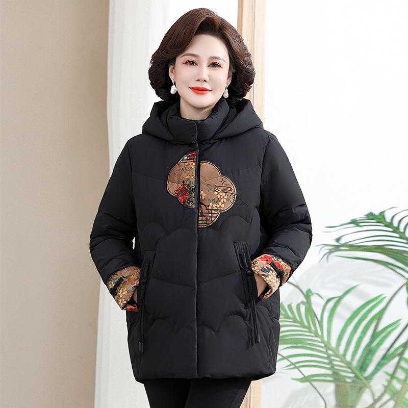 Genuine Mid-Length Women's Down Jacket - 90% White Duck Fill, Stylish for Moms and Grandmas, Thickened for Warmth